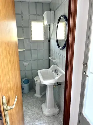 a bathroom with a sink and a toilet and a mirror at Casa el Catorce 18 in Bolbaite