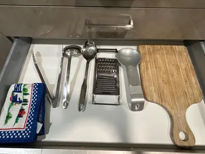 a kitchen utensils are sitting in a drawer at Chalet encanto in Chiva
