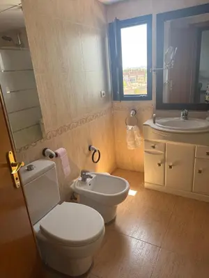 a bathroom with a toilet and a sink at Patacona beach apartment in Valencia