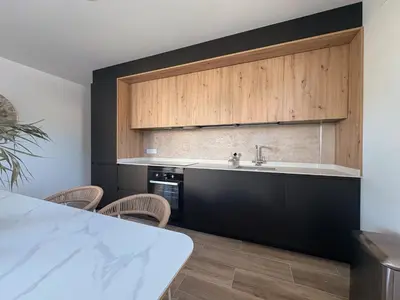 a kitchen with a sink and a counter at Casa Blanca - Villa con piscina in Chiva