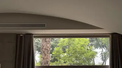a window in a room with a tree outside at BNO studio 1c in Aldaia
