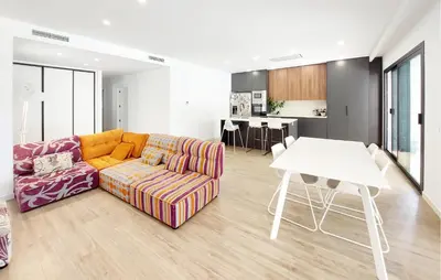 a living room with a couch and a table at Amazing Home In Serra in Serra