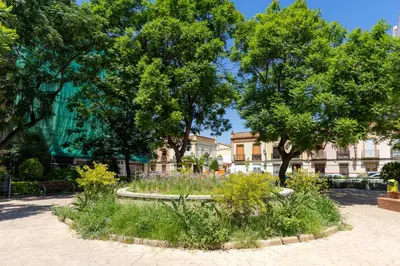 a garden with flowers and trees in a park at VL - Casa Girasol in Valencia