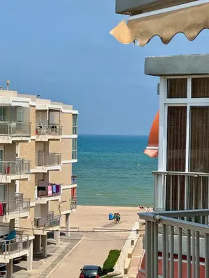 a view of the beach from the balcony of a condo at 1st Line Beach Direct Access Private Parking in Valencia