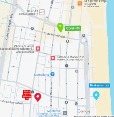 a map showing the location of the campus at Habitación privada con baño privado I in Valencia