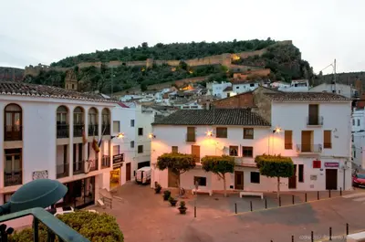 a view of a town with buildings and trees at Casa Rural 