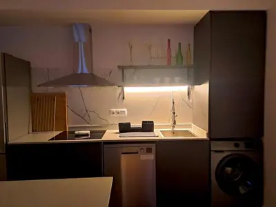 a kitchen with a sink and a dishwasher and a stove at Amazing bright and recently remodeled apartment in Valencia