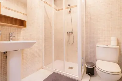 a bathroom with a shower and a toilet and a sink at Apartment in the center of Valencia in Valencia