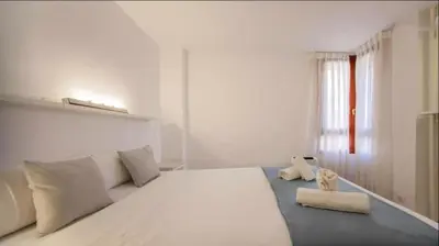 a bedroom with a large white bed and a window at Historic Center - Loft in the heart of Valencia in Valencia