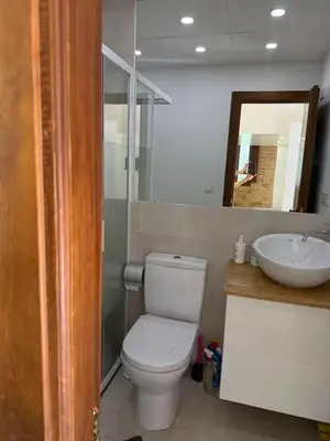 a bathroom with a toilet and a sink at Precioso Loft en la Ciutat Vella en Valencia in Valencia