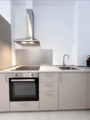 a kitchen with a stove and a sink at Hermoso apartamento en Nazaret in Valencia