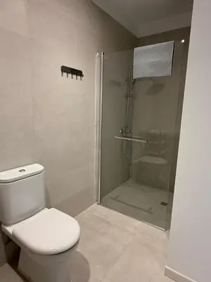 a bathroom with a toilet and a shower at K&A Apartments in Valencia