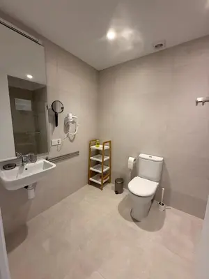 a bathroom with a toilet and a sink at K&A Apartments in Valencia