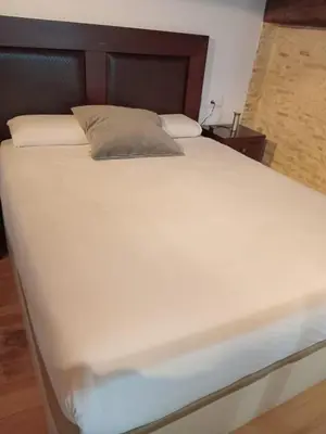 a large bed with white sheets and pillows at Bolseria Ciutat Vella in Valencia
