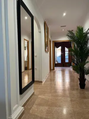 a hallway with a potted plant in a house at Terraza 120 m2 y paellero - Metro & Aeropuerto in Manises