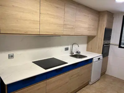 a kitchen with a sink and a counter top at Great apartment in Sciences City in Valencia
