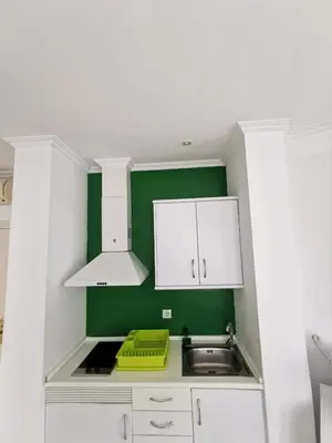 a small kitchen with white cabinets and a sink at Apartment Ruzafa Market 7C in Valencia