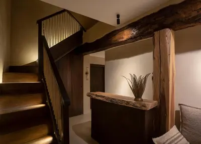 a room with a staircase and a stair case at Espacio Biocompatible - Villa Raíz in Requena