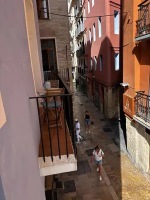 a group of people walking down a street at Estudio recién decorado en el mejor centro histórico in Valencia