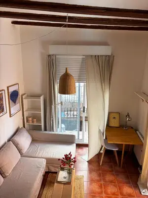 a living room with a couch and a table at Estudio recién decorado en el mejor centro histórico in Valencia