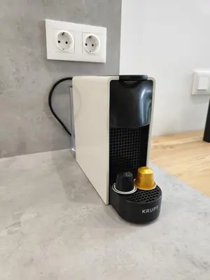 a coffee maker sitting on top of a counter at Loft acogedor junto al Roig Arena in Valencia