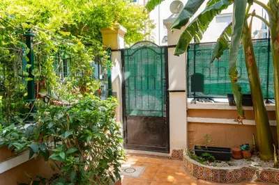an entrance to a house with a gate and plants at especial mediterranean room in Valencia