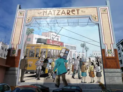a person holding a sign in front of a mural at Suite junto Ciudad de las Ciencias - Manolito 2 in Valencia