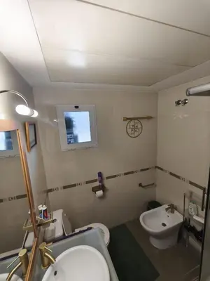 a bathroom with a white toilet and a sink at Sientete como en casa in Sedaví