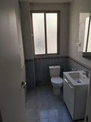 a bathroom with a toilet and a sink and a window at Carmen & Alejandro Home in Valencia