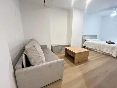 a living room with a couch and a bed at Loft en el Centro De Valencia Botánico 1 in Valencia