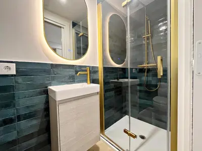 a bathroom with a sink and a shower at Loft en el Centro De Valencia Botánico 2 in Valencia