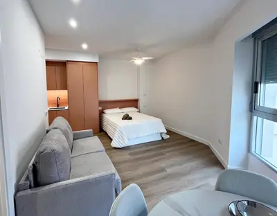 a living room with a couch and a bed at Loft en el Centro De Valencia Botánico 3 in Valencia