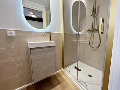 a bathroom with a shower and a sink at Loft en el Centro De Valencia Botánico 5 in Valencia