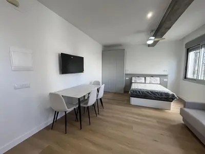 a room with a table and chairs and a bed at Loft en el Centro De Valencia Botánico 6 in Valencia