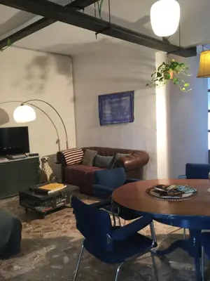 a bedroom with a bed with a lamp in it at Stunning appartment for rent in Valencia in Valencia