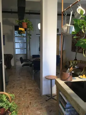 a kitchen with wooden counter tops and a sink at Stunning appartment for rent in Valencia in Valencia