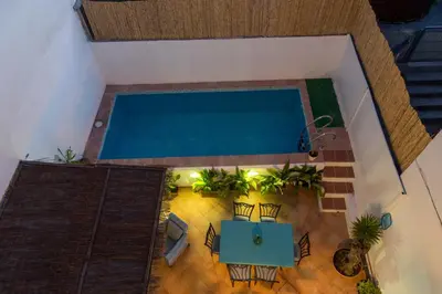 an overhead view of a swimming pool in a house at La Casa Azul in Alquerías del Niño Perdido