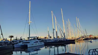 a group of boats docked in a harbor at Apartment on Carrer del Dr. Lluch in Valencia