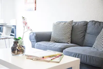 a living room with a couch and a table with books at Apartamento Cardenal in Valencia