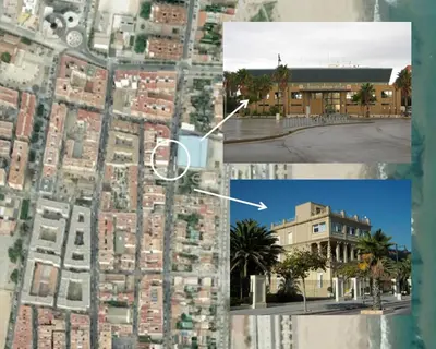 a collage of four pictures of a building at Piso Playa Patacona/Malvarrosa in Valencia