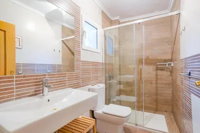 a bathroom with a sink and a toilet and a shower at Cisneros flat in Valencia