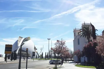 a view of a city with a building and a street at Apartment City of Arts and Sciences 1 in Valencia