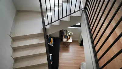 an overhead view of a staircase in a house at MD Design Hotel - Portal del Real in Valencia