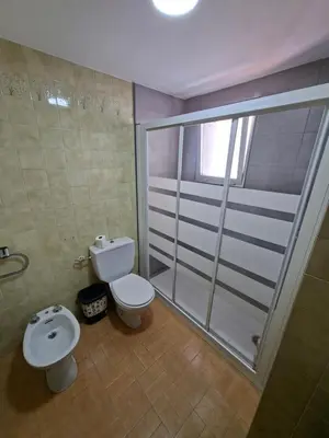 a bathroom with a toilet and a shower and a sink at APARTAMENTO BEATRIZ 2 in Burriana
