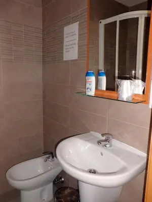 a bathroom with a sink and a toilet at Hostal Abastos in Valencia