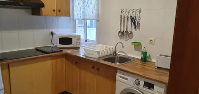 a kitchen with a sink and a washing machine at Apartamento Ciudad de las Ciencias 2 in Valencia