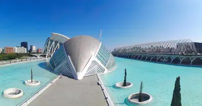 a view of a building in the middle of the water at ApartUP Francia Views in Valencia