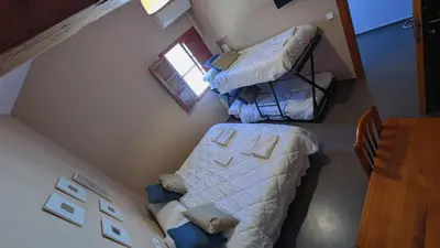 an overhead view of a bedroom with a bed at Hostal El Convent de Moncada in Moncada