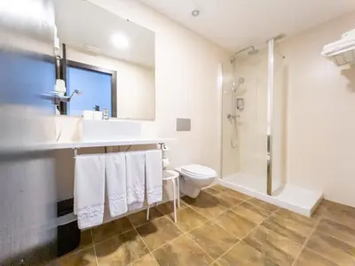 a bathroom with a toilet sink and a shower at Dormavalencia Hostel Regne in Valencia