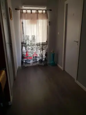 a hallway with a curtain in a room at Avenue Rooms in Valencia